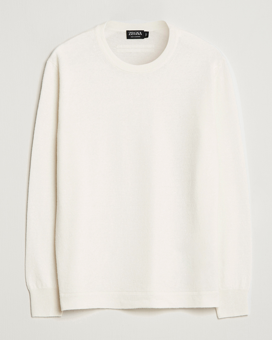 Mies | Puserot | Zegna | Oasi Cashmere/Linen Crew Neck Sweater Off White