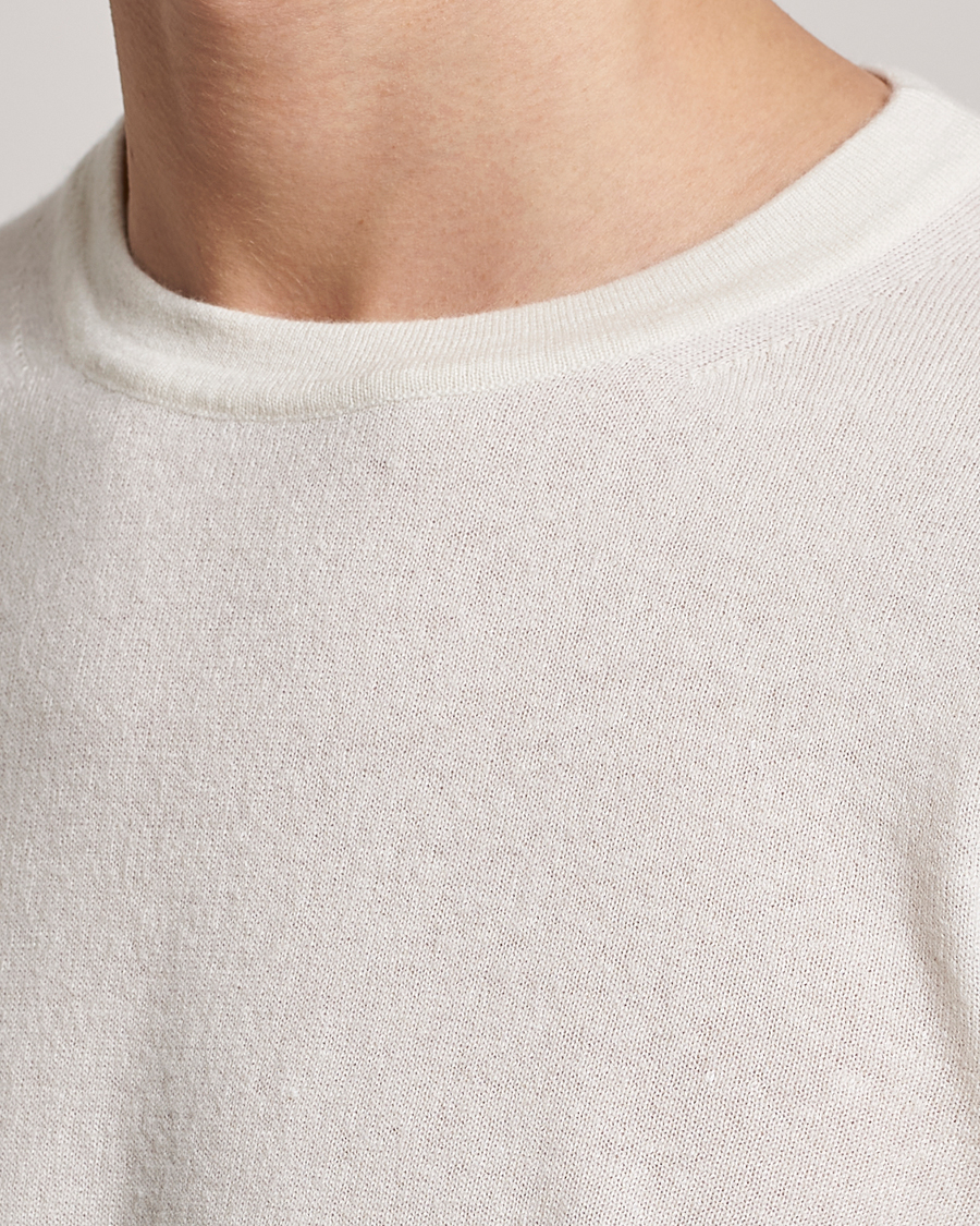 Mies | Puserot | Zegna | Oasi Cashmere/Linen Crew Neck Sweater Off White