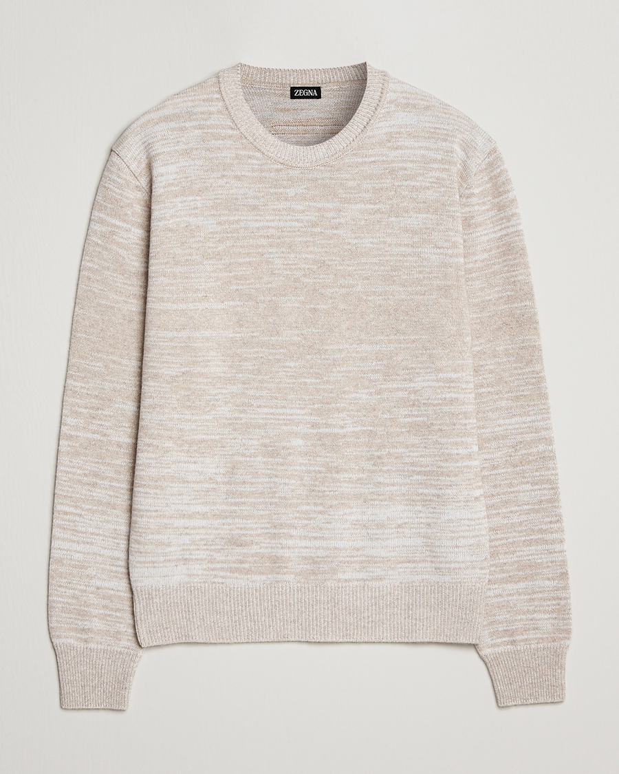 Mies | Puserot | Zegna | Oasi Cashmere/Cotton Melange Sweater Beige