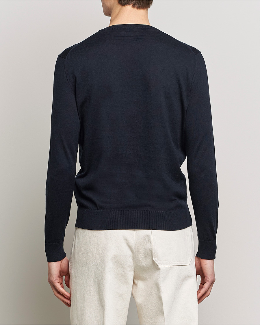 Mies | Puserot | Zegna | Premium Cotton Crew Neck Sweater Navy
