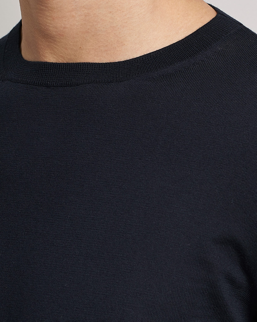 Mies | Puserot | Zegna | Premium Cotton Crew Neck Sweater Navy
