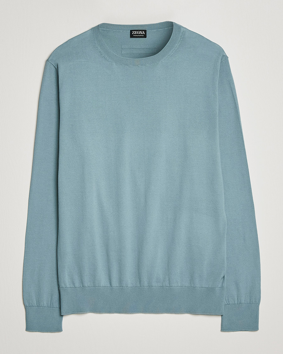 Mies | Puserot | Zegna | Premium Cotton Crew Neck Sweater Teal
