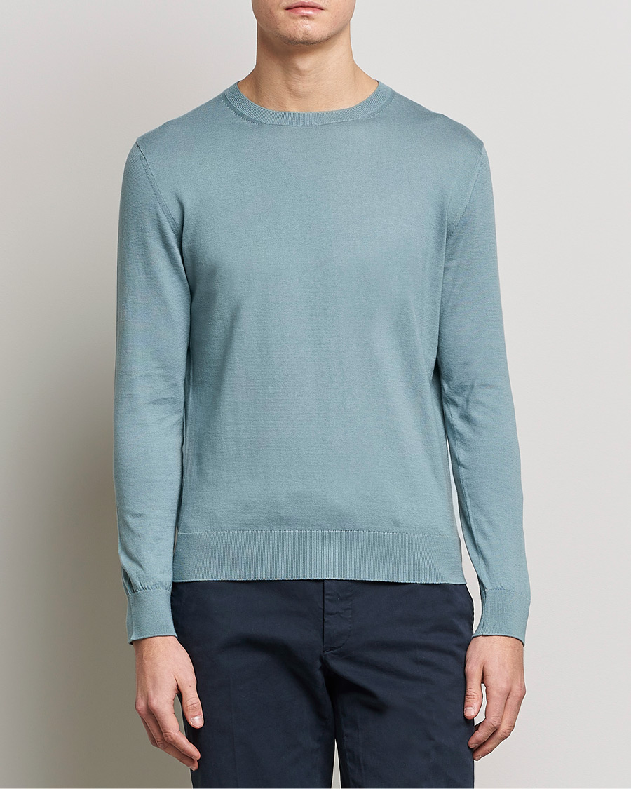 Mies |  | Zegna | Premium Cotton Crew Neck Sweater Teal