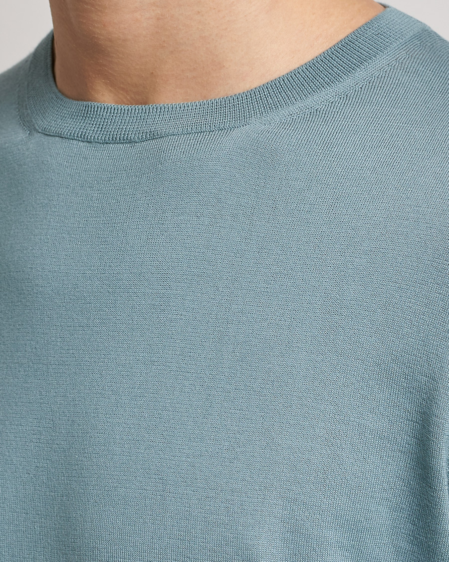 Mies | Puserot | Zegna | Premium Cotton Crew Neck Sweater Teal