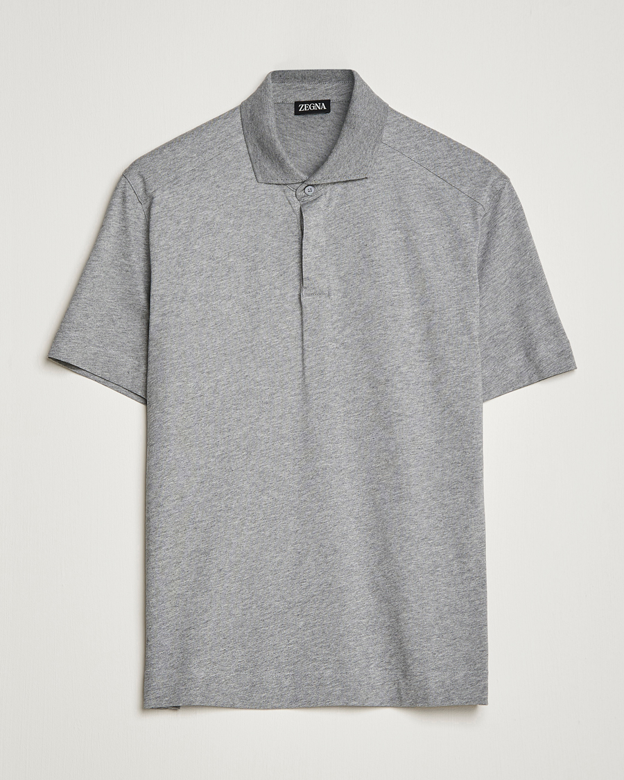 Mies | Pikeet | Zegna | Cotton Jersey Polo Grey Melange