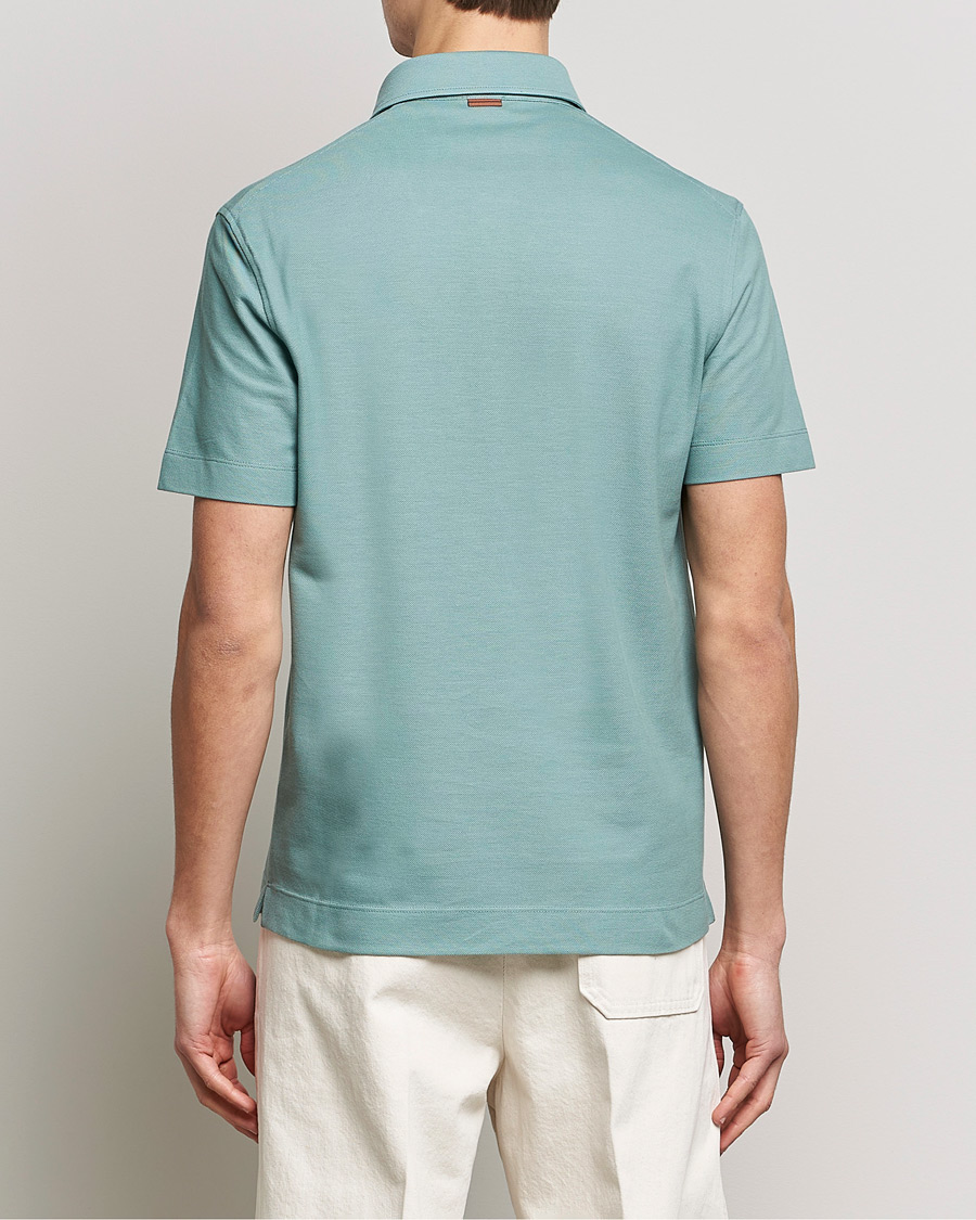Mies | Pikeet | Zegna | Short Sleeve Pocket Polo Teal