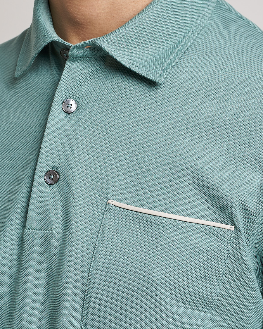 Mies | Pikeet | Zegna | Short Sleeve Pocket Polo Teal