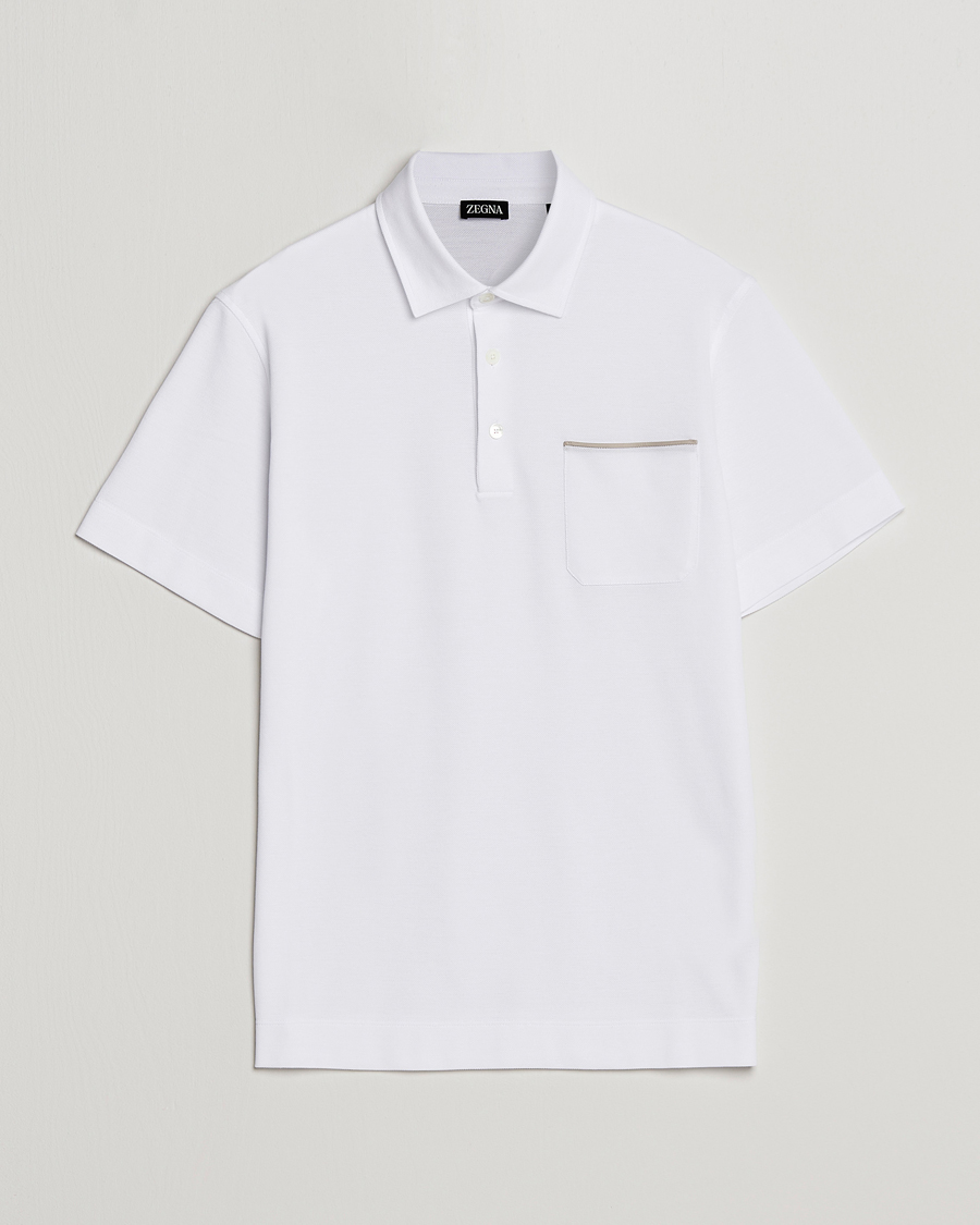 Mies | Pikeet | Zegna | Short Sleeve Pocket Polo White