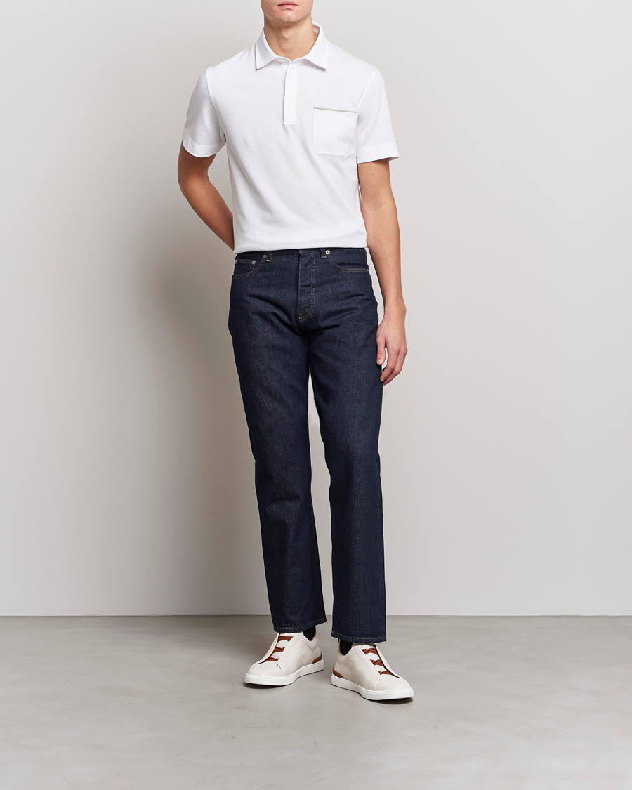 Mies | Pikeet | Zegna | Short Sleeve Pocket Polo White