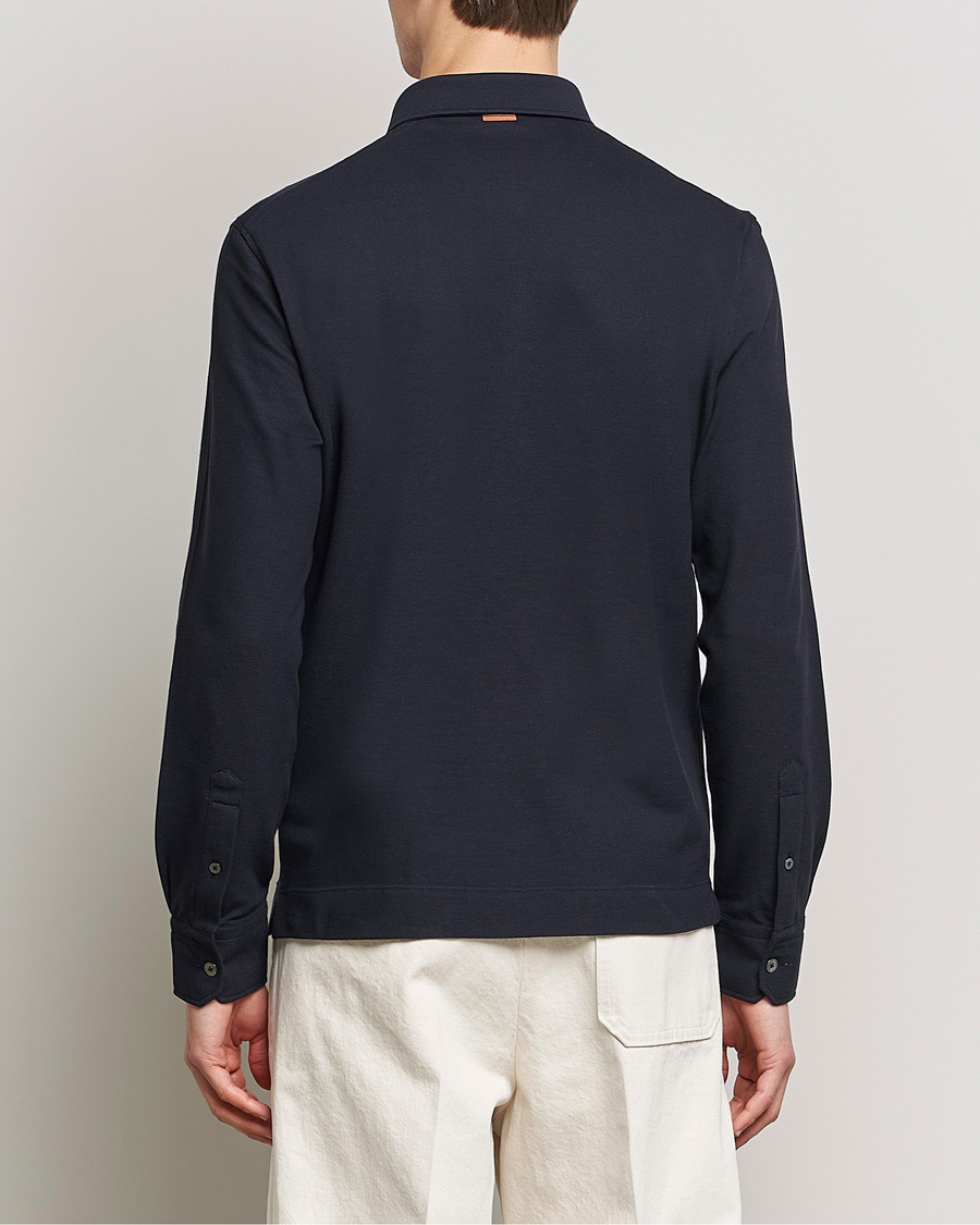 Mies | Puserot | Zegna | Long Sleeve Pocket Polo Navy