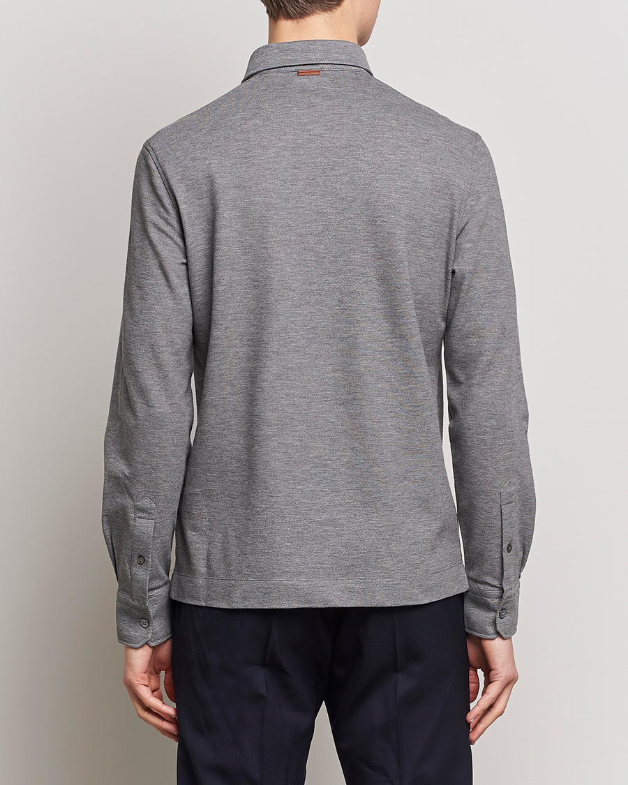Mies | Puserot | Zegna | Long Sleeve Pocket Polo Heather Grey