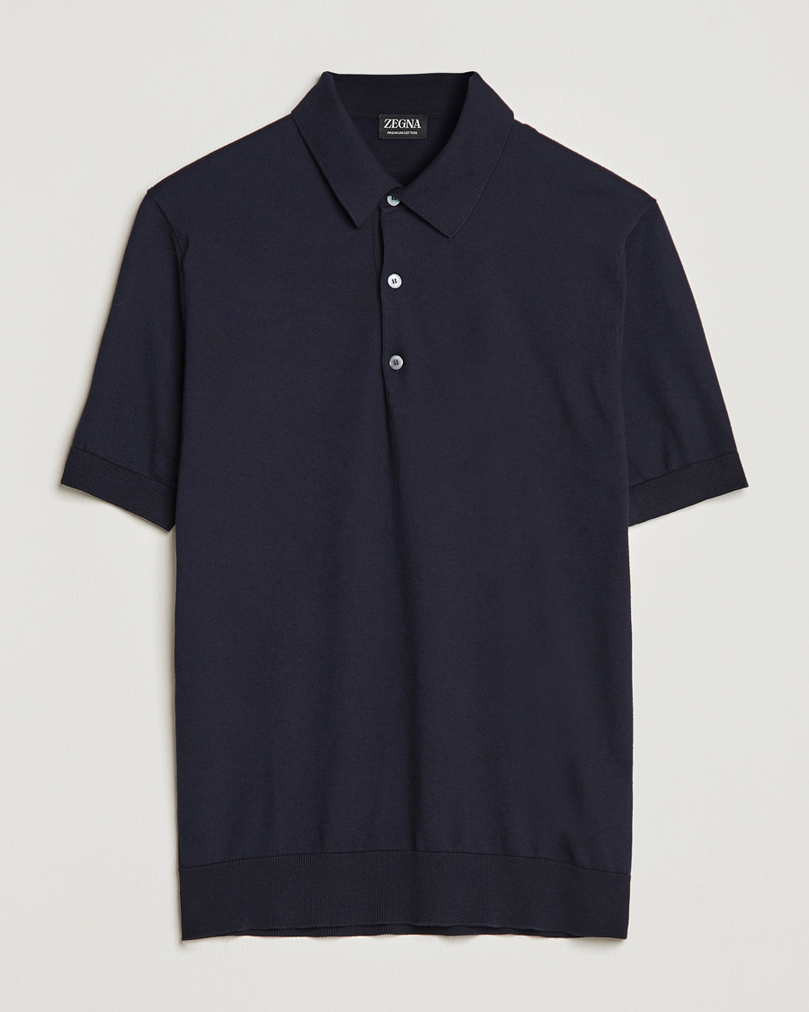 Mies | Pikeet | Zegna | Premium Cotton Knitted Polo Navy