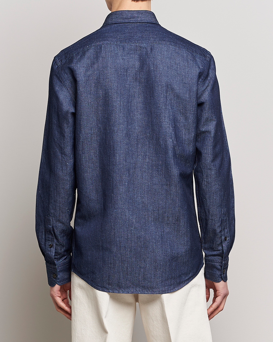 Mies | Kauluspaidat | Zegna | Cotton/Linen Denim Shirt Dark Wash