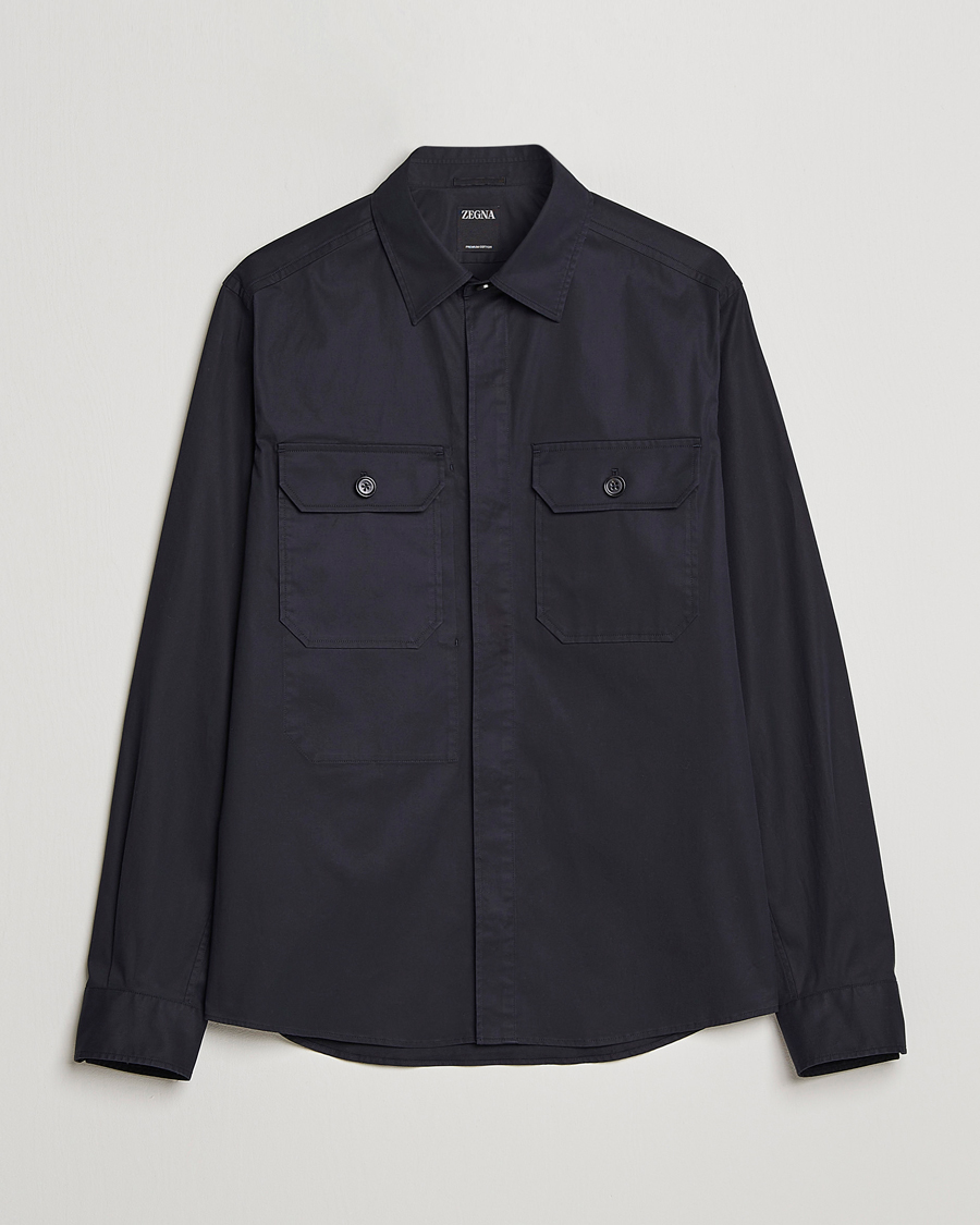 Mies | Kauluspaidat | Zegna | Premium Cotton Overshirt Navy