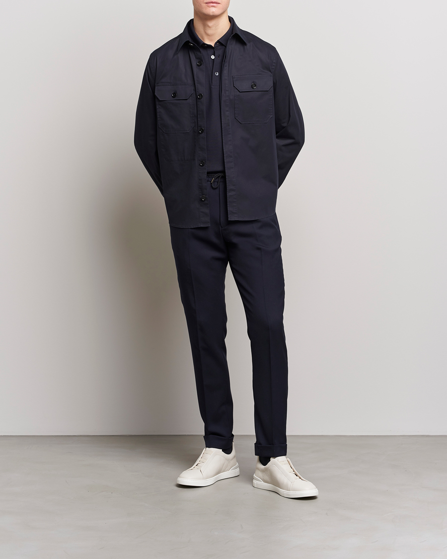Mies | Kauluspaidat | Zegna | Premium Cotton Overshirt Navy
