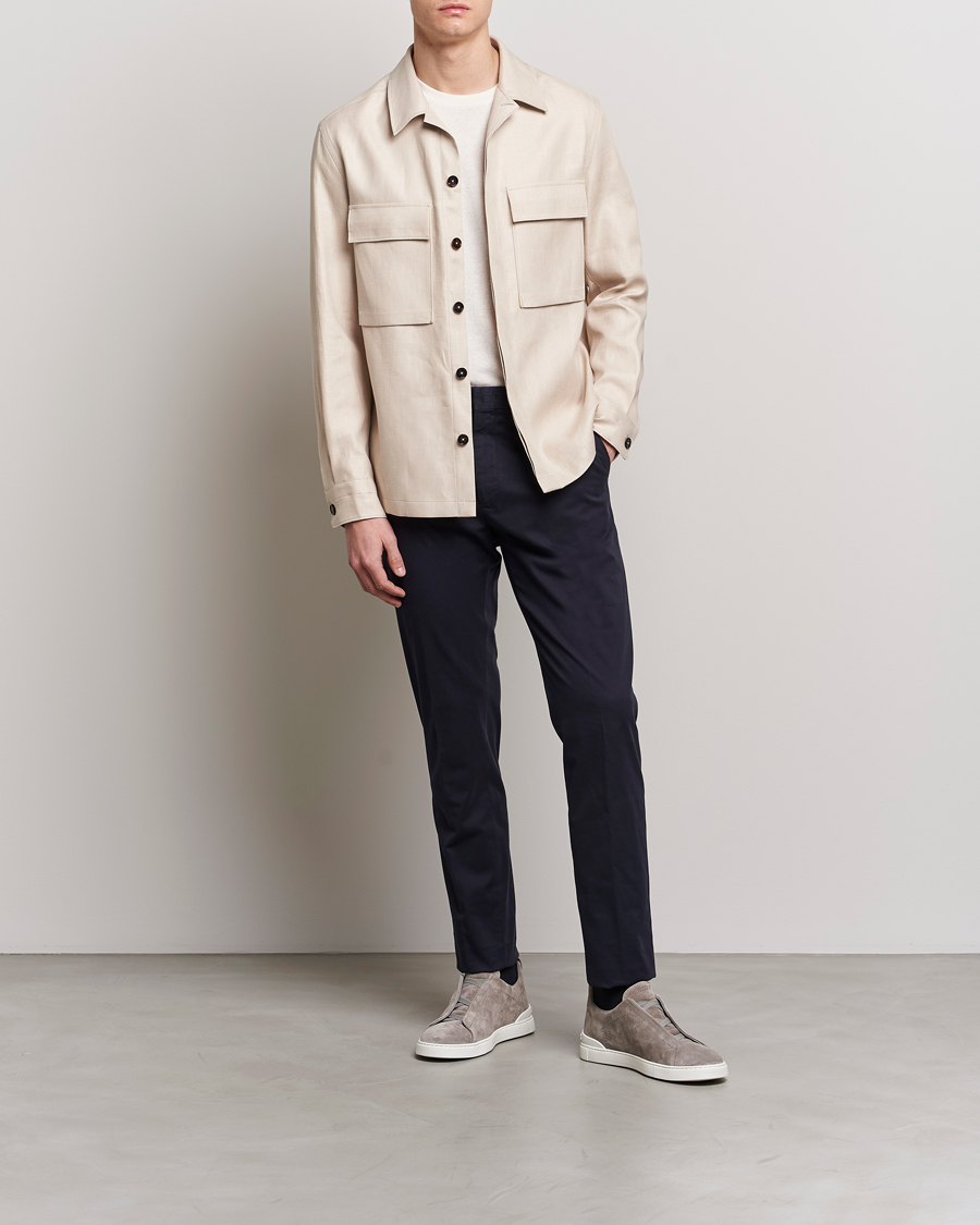 Mies | Kauluspaidat | Zegna | Linen Shirt Jacket Beige