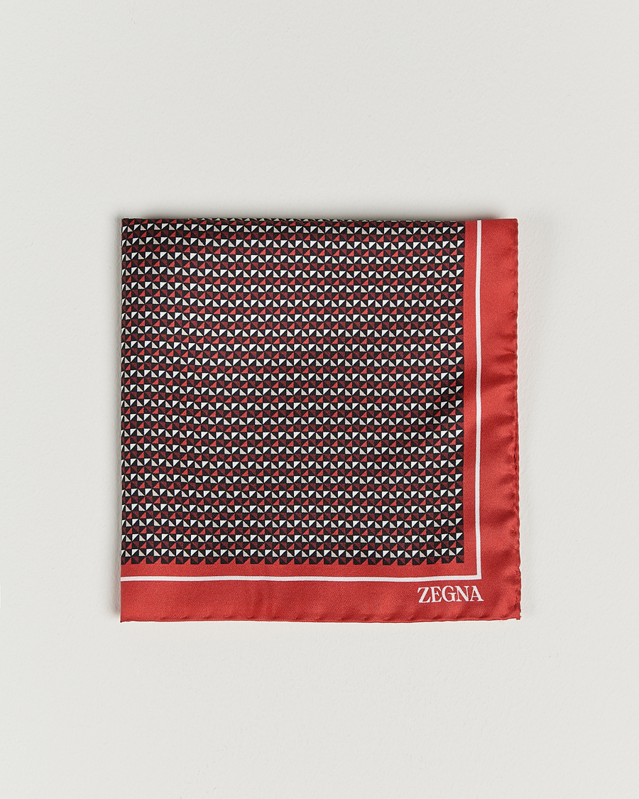 Mies | Taskuliinat | Zegna | Printed Silk Pochette Dark Red