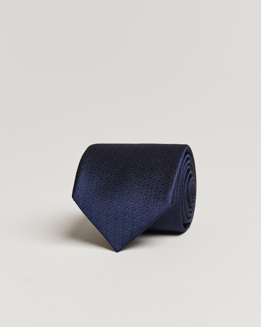Mies | Zegna Monogram Silk Tie Navy | Zegna | Monogram Silk Tie Navy