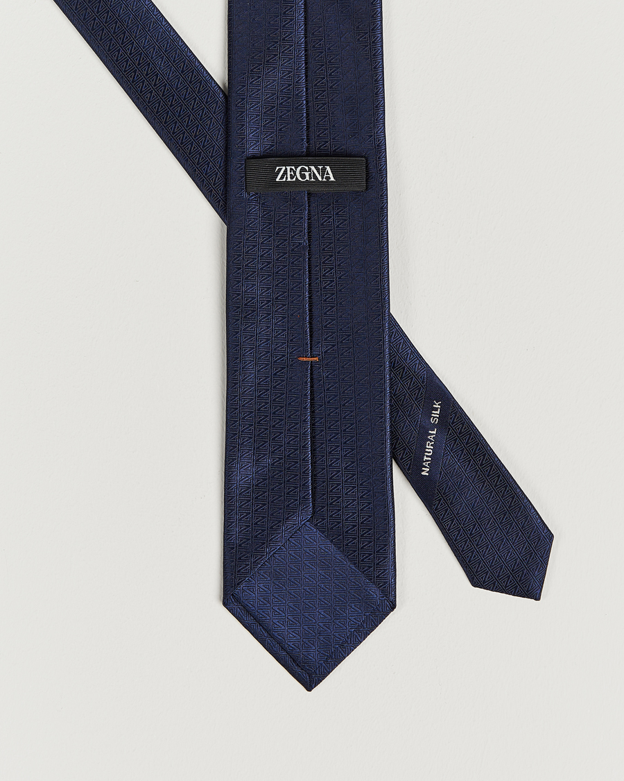 Mies | Zegna Monogram Silk Tie Navy | Zegna | Monogram Silk Tie Navy