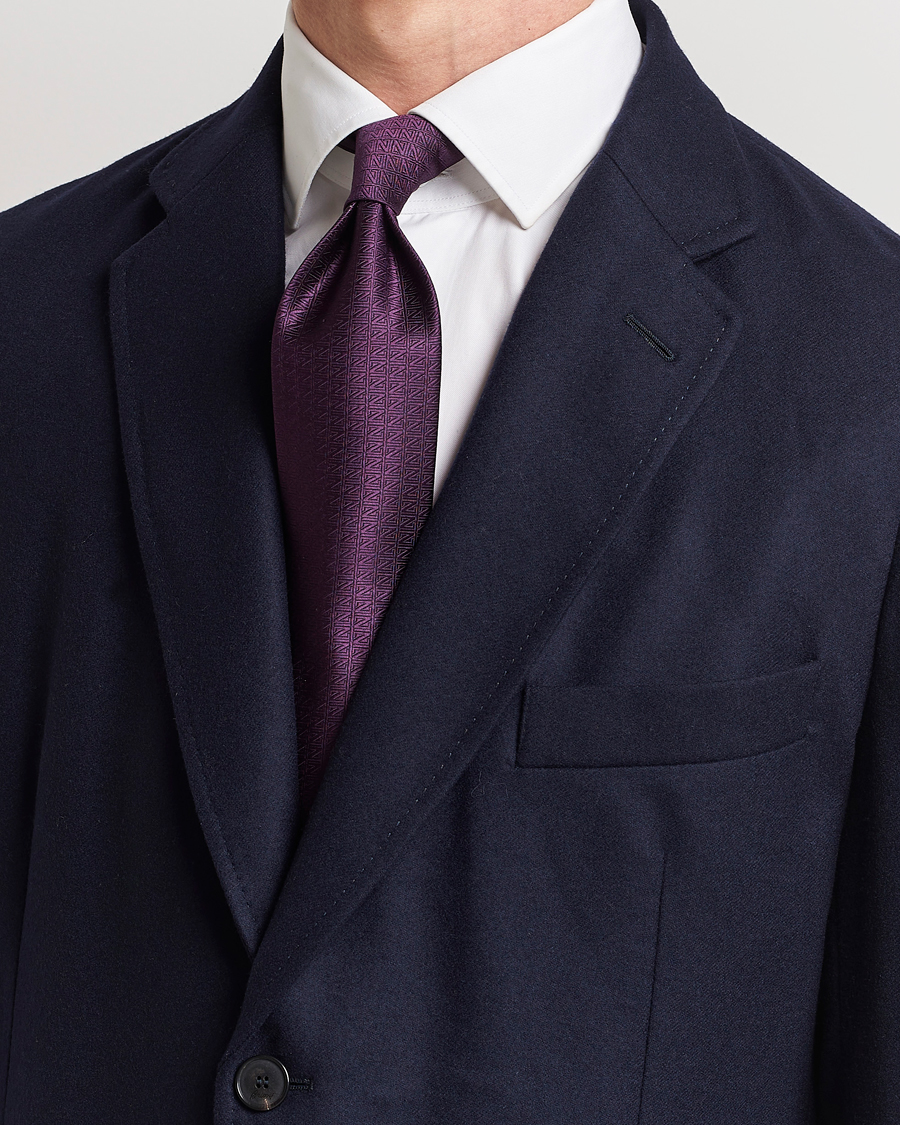 Mies | Zegna Monogram Silk Tie Dark Purple | Zegna | Monogram Silk Tie Dark Purple