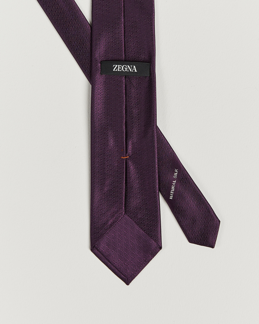 Mies | Zegna Monogram Silk Tie Dark Purple | Zegna | Monogram Silk Tie Dark Purple