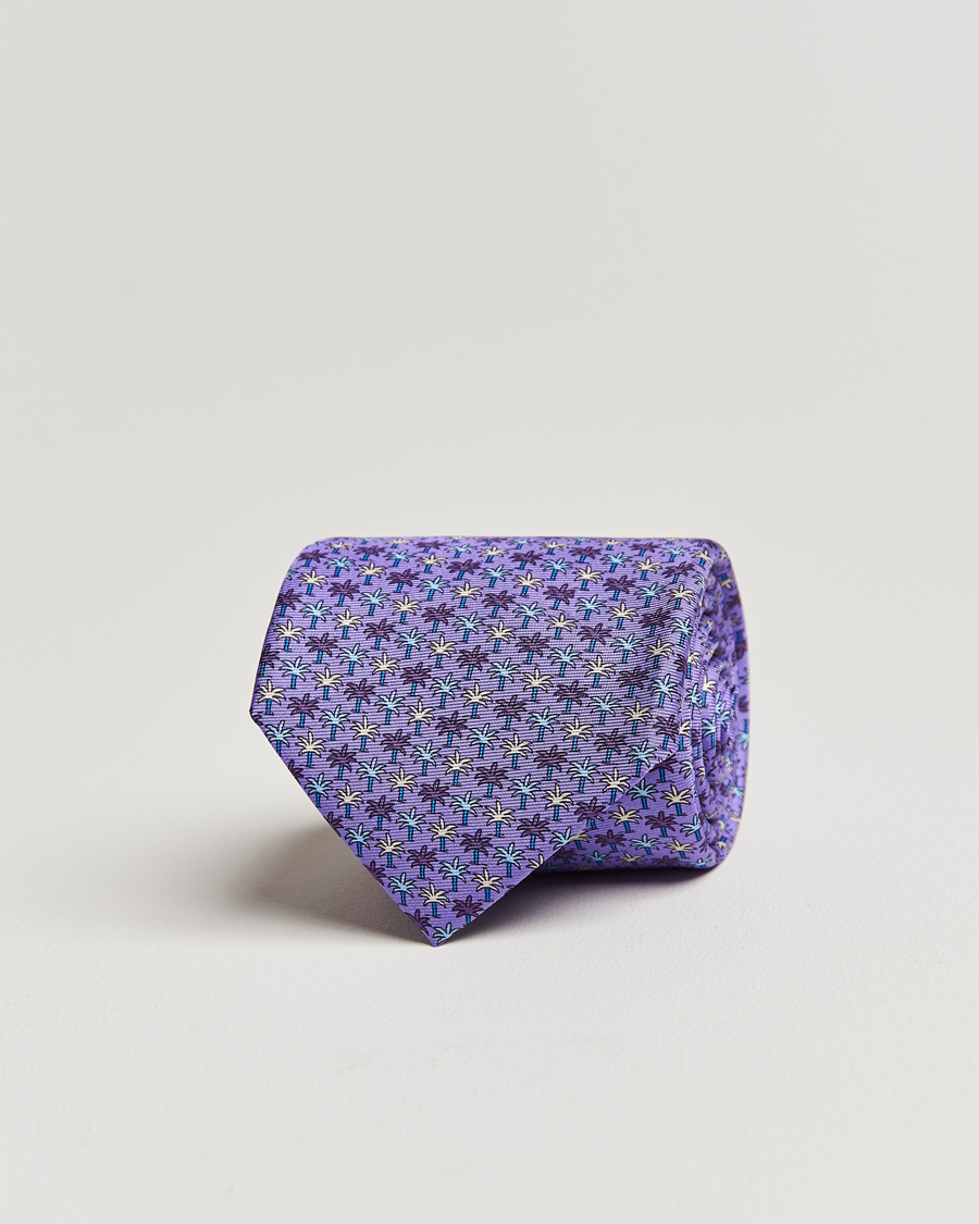Mies | Zegna Palm Tree Printed Silk Tie Purple | Zegna | Palm Tree Printed Silk Tie Purple