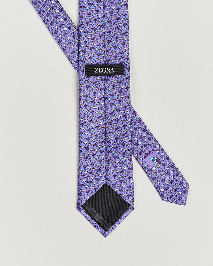 Mies | Zegna Palm Tree Printed Silk Tie Purple | Zegna | Palm Tree Printed Silk Tie Purple