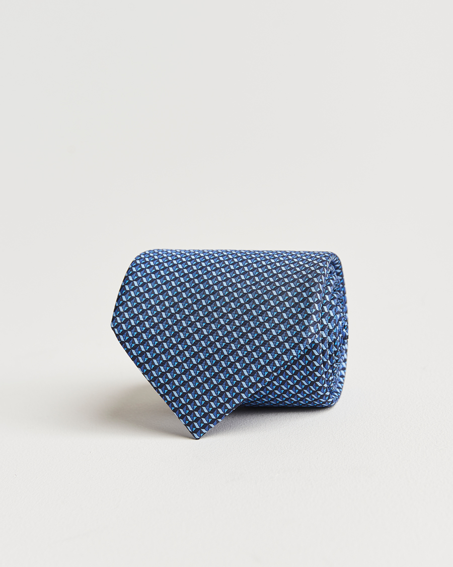 Mies | Zegna Geometrical Print Silk Tie Navy | Zegna | Geometrical Print Silk Tie Navy