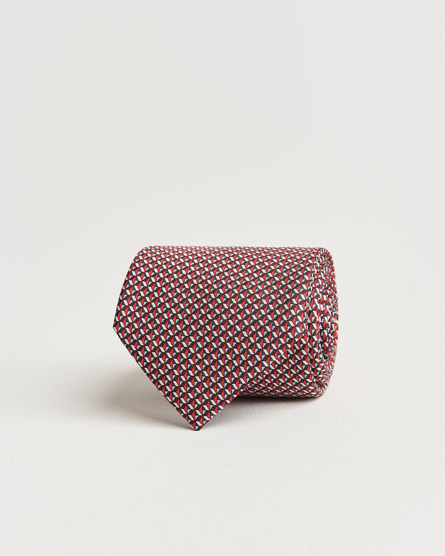Mies | Zegna Geometrical Print Silk Tie Red | Zegna | Geometrical Print Silk Tie Red