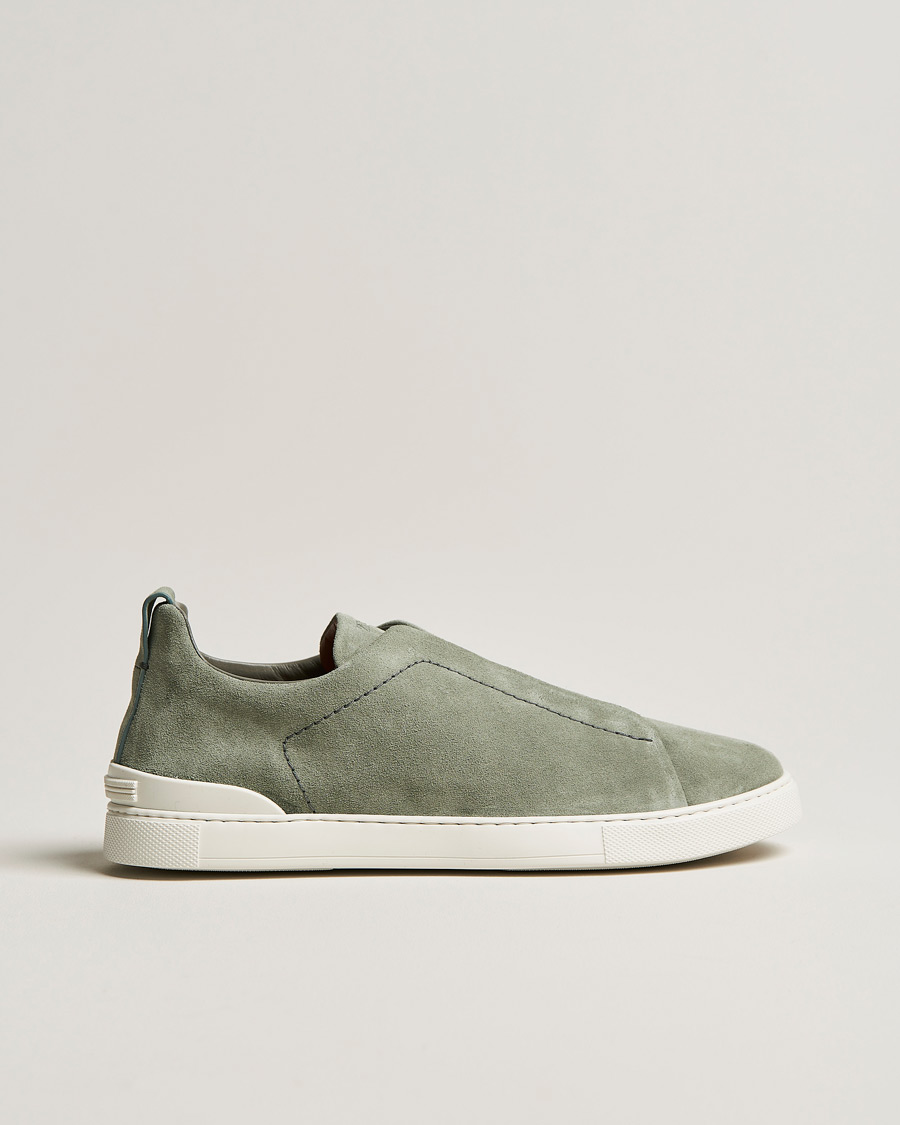 Mies | Zegna Triple Stitch Sneakers Olive Suede | Zegna | Triple Stitch Sneakers Olive Suede
