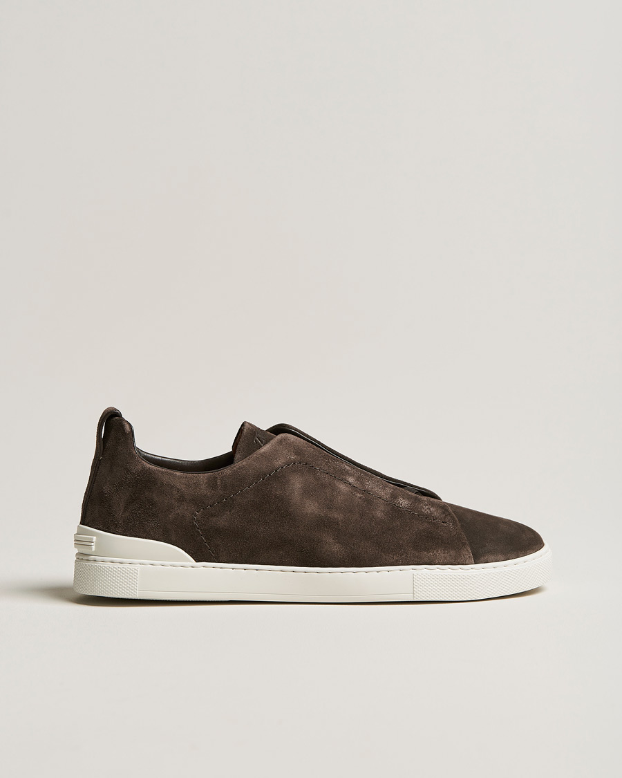 Mies | Zegna Triple Stitch Sneakers Dark Brown Suede | Zegna | Triple Stitch Sneakers Dark Brown Suede