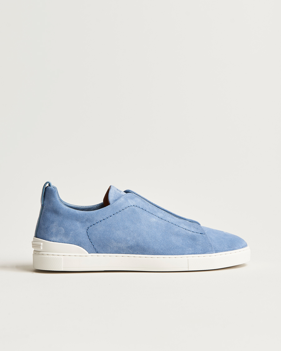 Mies | Zegna Triple Stitch Sneakers Light Blue Suede | Zegna | Triple Stitch Sneakers Light Blue Suede