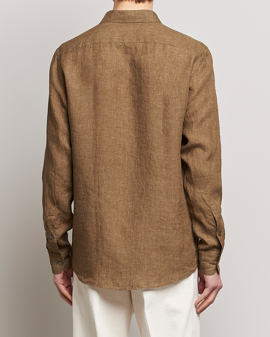 Mies | Kauluspaidat | Zegna | Slim Fit Linen Shirt Olive