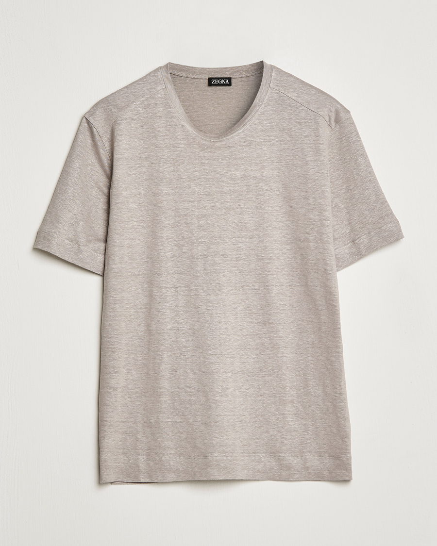Mies | T-paidat | Zegna | Pure Linen T-Shirt Taupe
