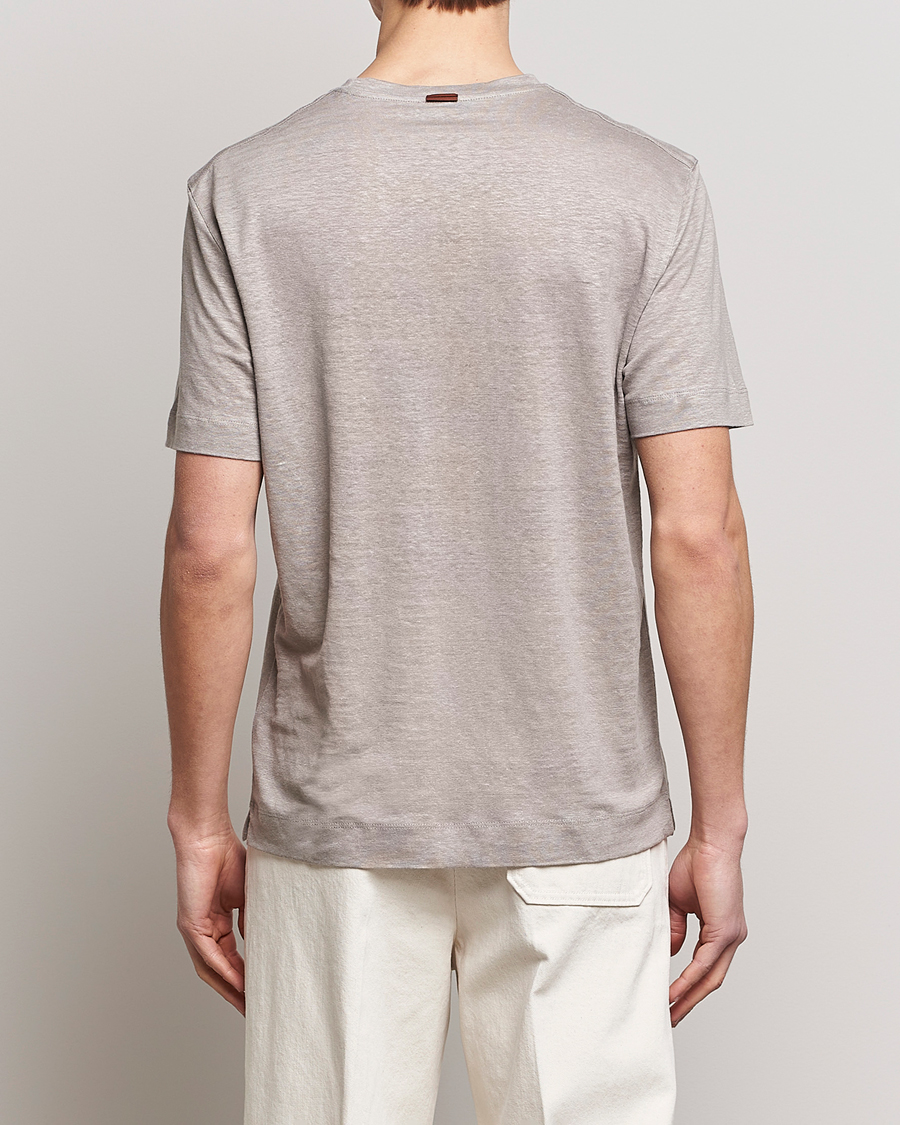 Mies | T-paidat | Zegna | Pure Linen T-Shirt Taupe