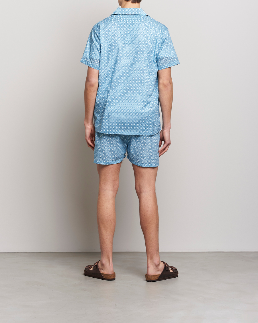 Mies | Derek Rose | Derek Rose | Shortie Printed Cotton Pyjama Set Blue