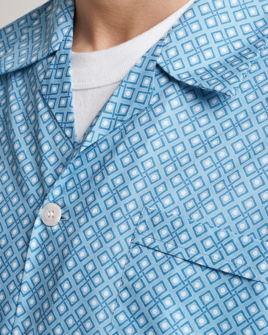 Mies | Yöpuvut ja kylpytakit | Derek Rose | Shortie Printed Cotton Pyjama Set Blue
