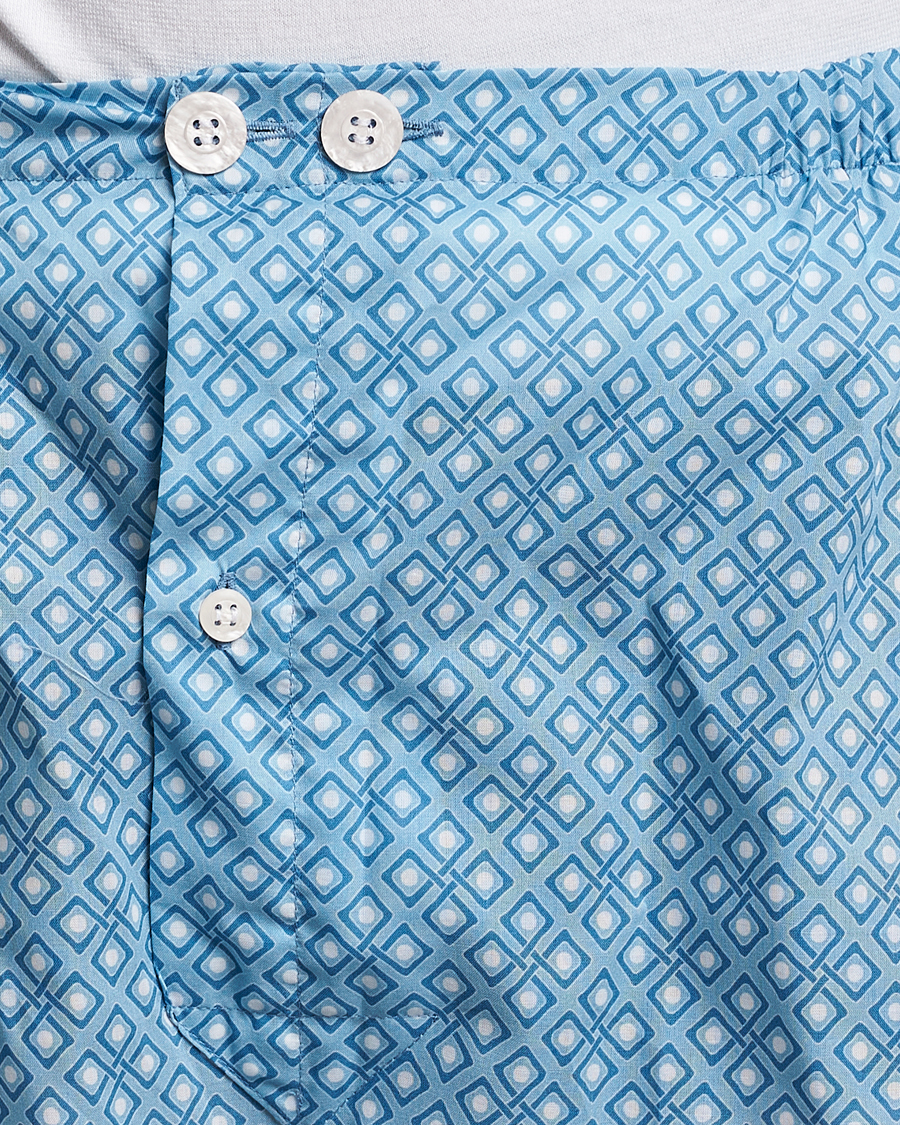 Mies | Yöpuvut ja kylpytakit | Derek Rose | Shortie Printed Cotton Pyjama Set Blue
