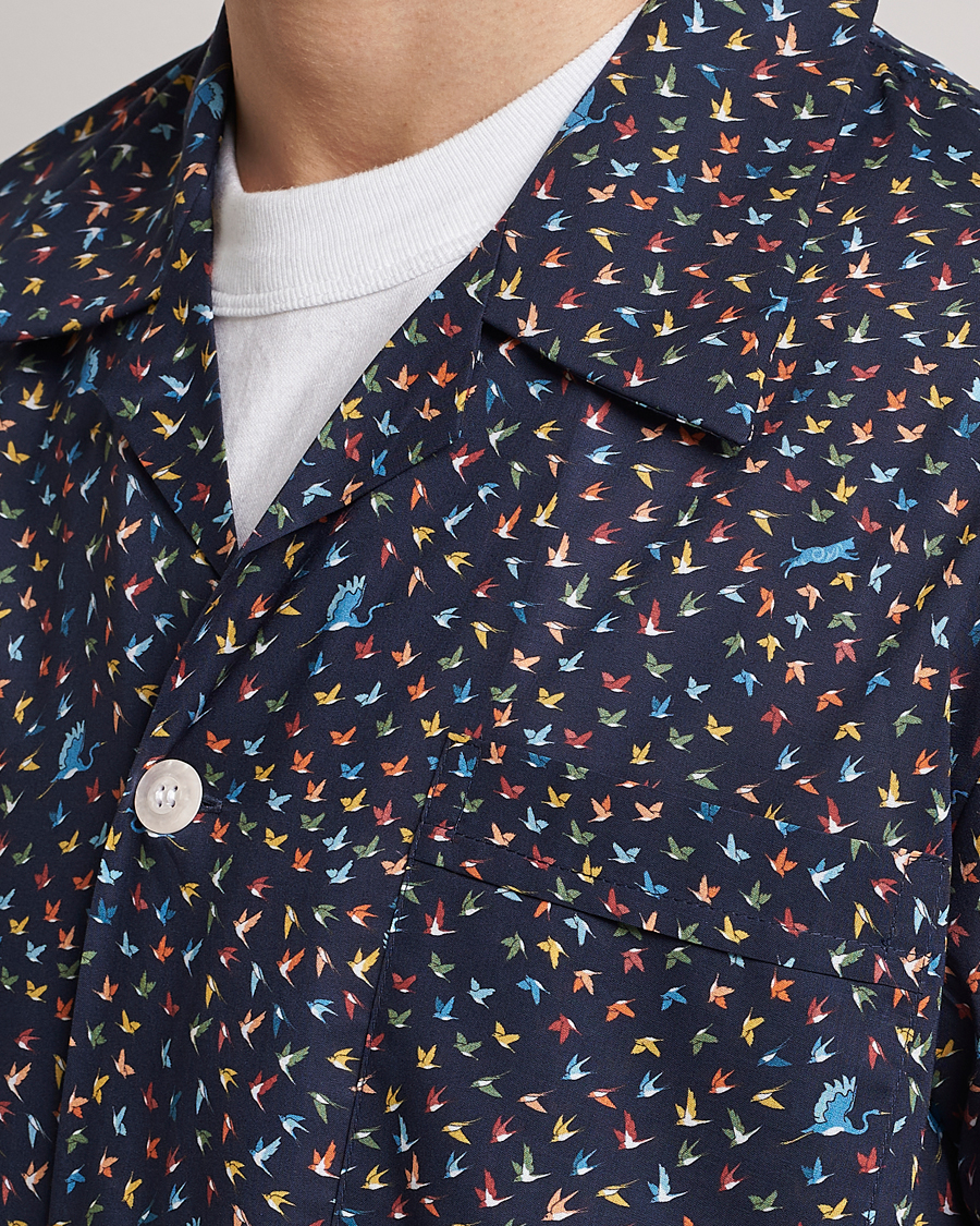 Mies | Yöpuvut ja kylpytakit | Derek Rose | Shortie Printed Cotton Pyjama Set Navy Multi