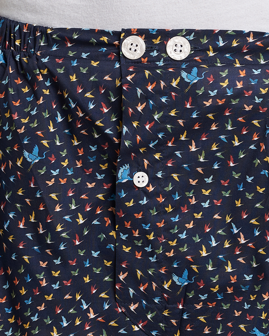 Mies | Yöpuvut ja kylpytakit | Derek Rose | Shortie Printed Cotton Pyjama Set Navy Multi