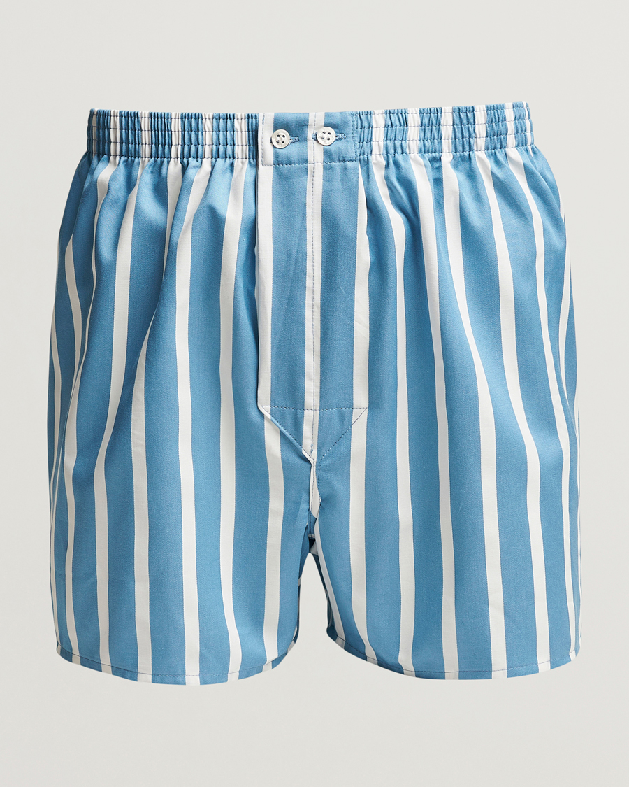 Mies | Alusvaatteet | Derek Rose | Classic Fit Striped Cotton Boxer Shorts Blue/White