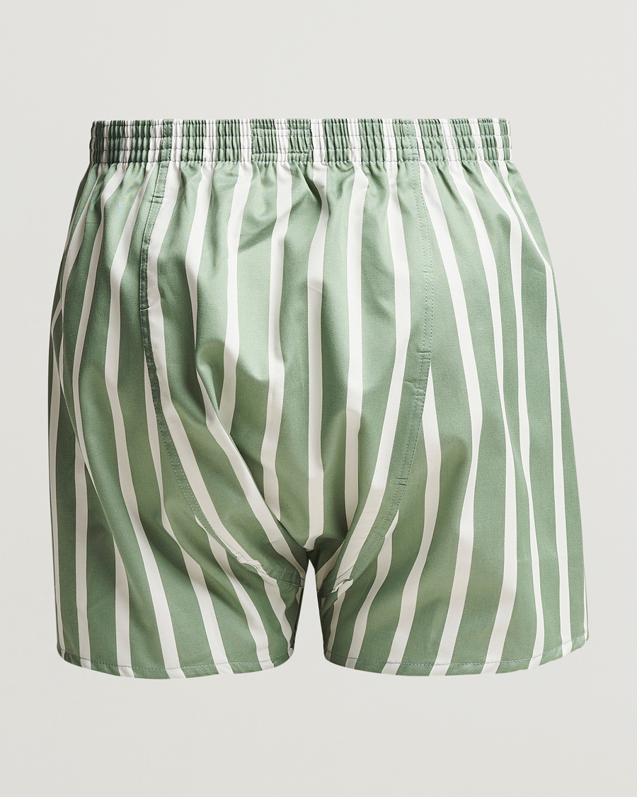 Mies | Alusvaatteet | Derek Rose | Classic Fit Striped Cotton Boxer Shorts Green/White