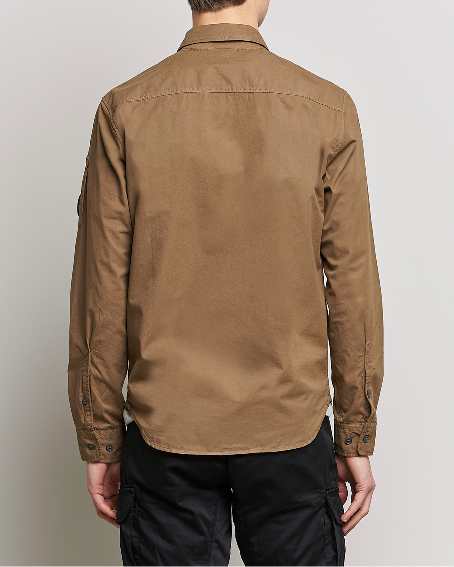 Mies | Kauluspaidat | C.P. Company | Garment Dyed Gabardine Zip Shirt Jacket Khaki brown