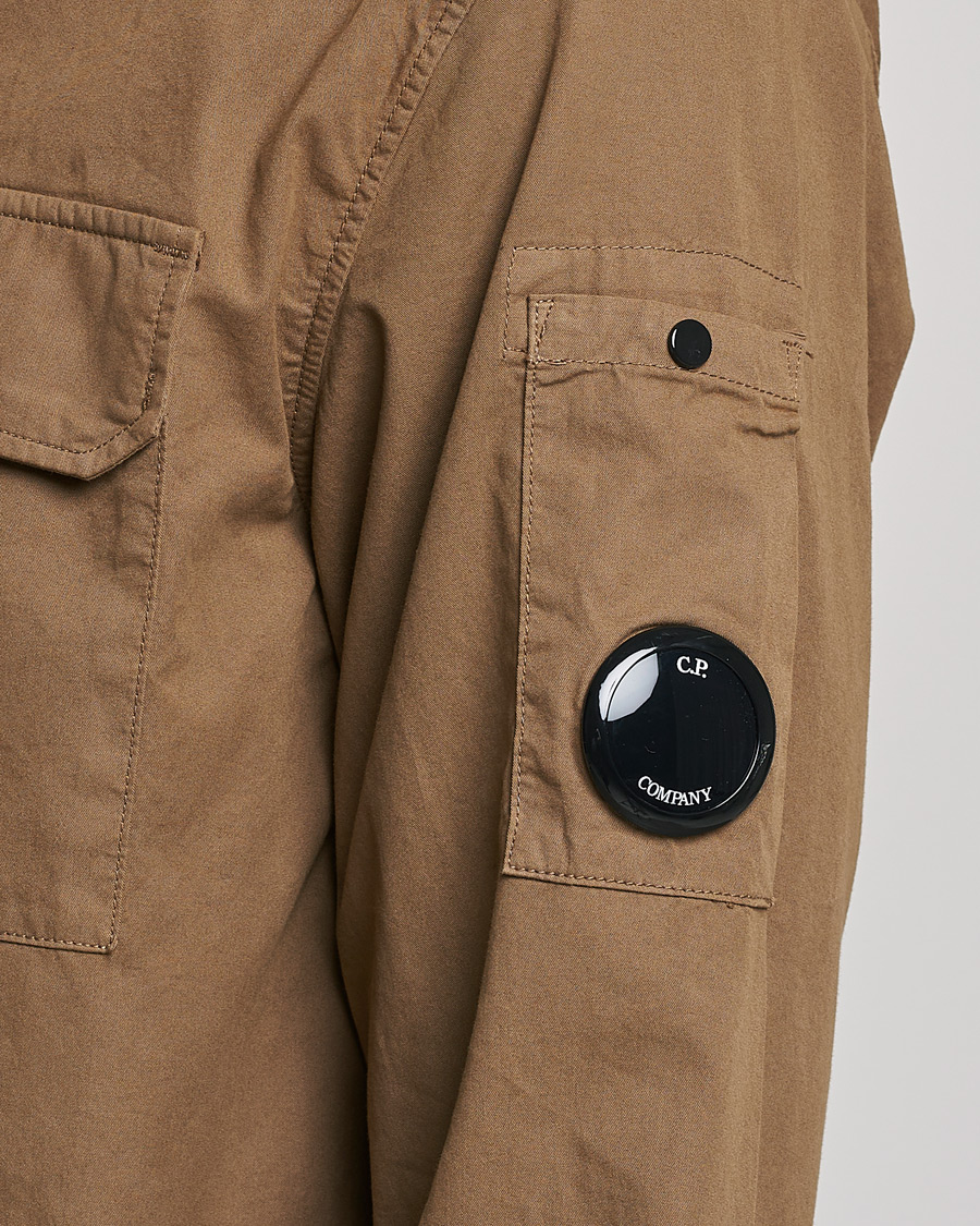 Mies | Kauluspaidat | C.P. Company | Garment Dyed Gabardine Zip Shirt Jacket Khaki brown