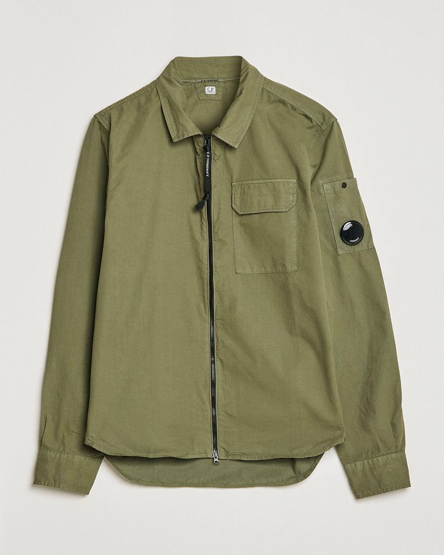 Mies | Kauluspaidat | C.P. Company | Garment Dyed Gabardine Zip Shirt Jacket Olive