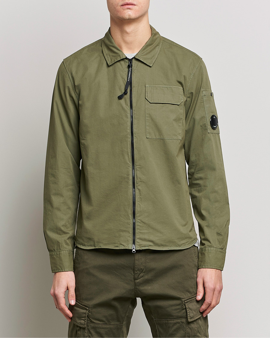 Mies | C.P. Company | C.P. Company | Garment Dyed Gabardine Zip Shirt Jacket Olive