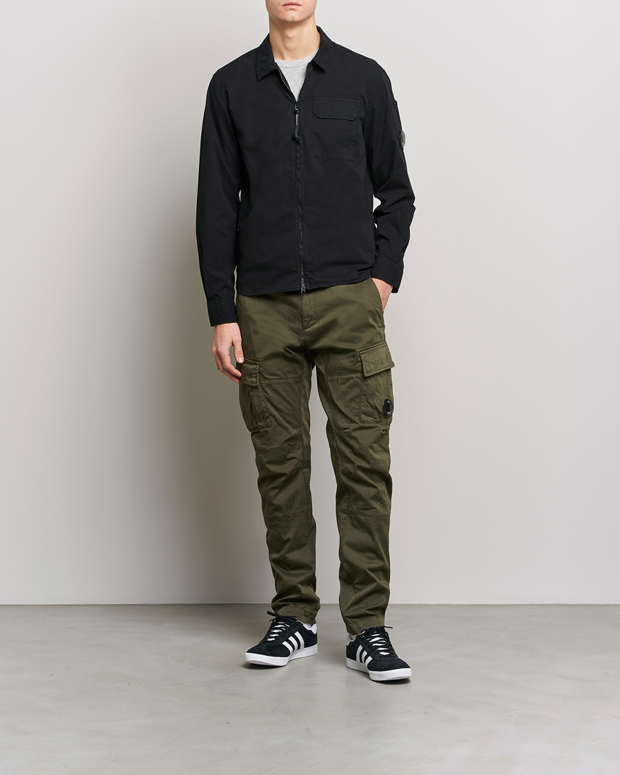 Mies | Kauluspaidat | C.P. Company | Garment Dyed Gabardine Zip Shirt Jacket Black