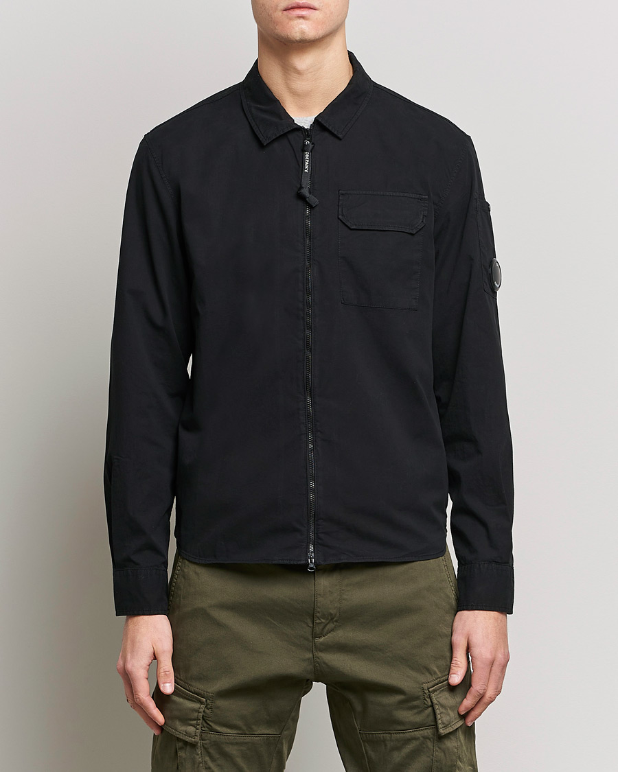 Mies | Overshirts | C.P. Company | Garment Dyed Gabardine Zip Shirt Jacket Black