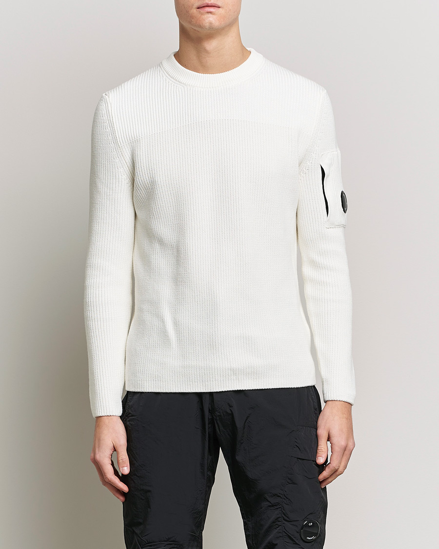 Mies | Puserot | C.P. Company | Sea Island Knitted Cotton Crew Neck White