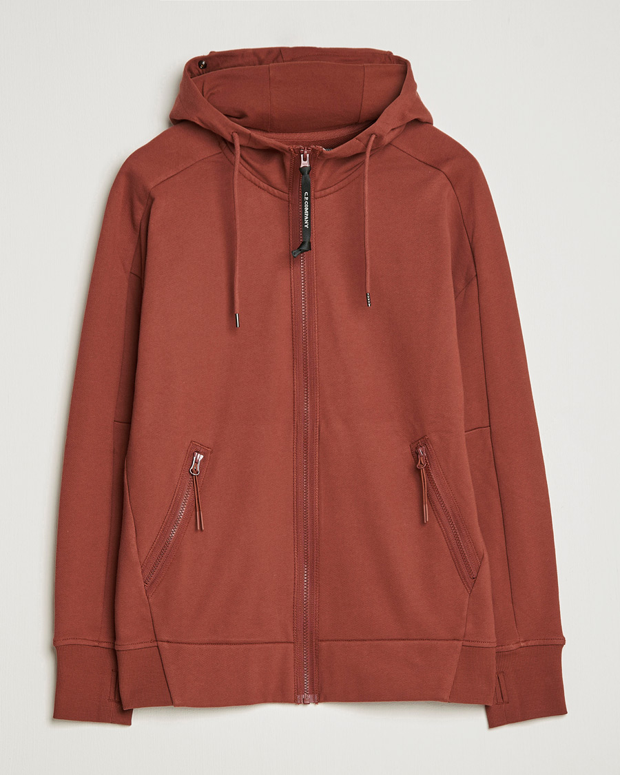 Mies | Puserot | C.P. Company | Diagonal Raised Fleece Full Zip Goggle Hoodie Rust